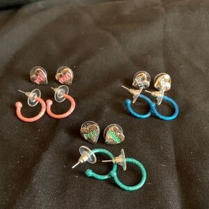 “Best Friends”Hoop and Heart Earring Set